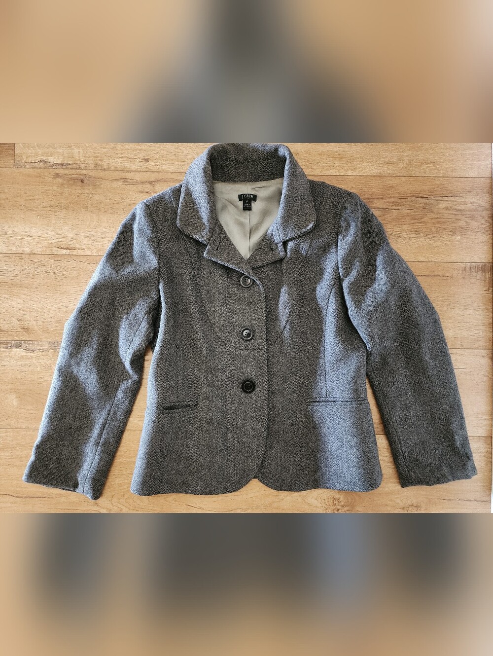 J CREW Bella Jacket Short Fitted Blazer Herringbone Women 6 PETITE lined Classic